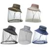 Mosquito Insect Hat Multifunctional Sunshade Outdoor Hat with Head Net Sun-Proof Fishing Hat for Hiking Travel Camping