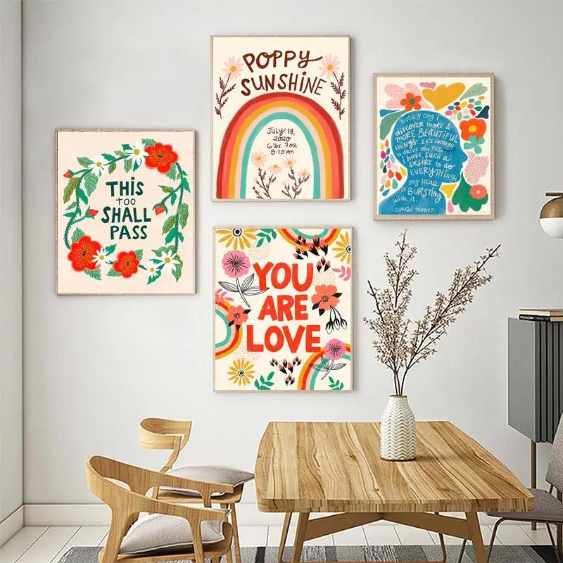 Inspirational Quote Art Poster Boho Nursery Color Canvas Painting Claude Monet Wall Print Flower Picture Study Room Home Decor