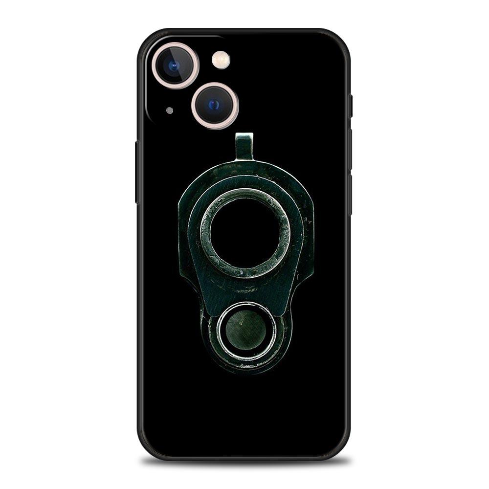AK47 Handgun Gun BUllets Phone Case For Apple iPhone 11 15 14 Pro MAX 12 13 7 8 Plus X XR XS MAX SE Silicone Black Cover Funda