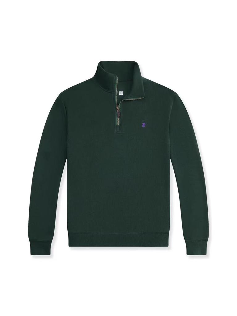 סריג גברים RL עם רקמת פוני וחצי רוכסן - סתיו חדש, סוודר קז'ואל רפוי ורב-תכליתי