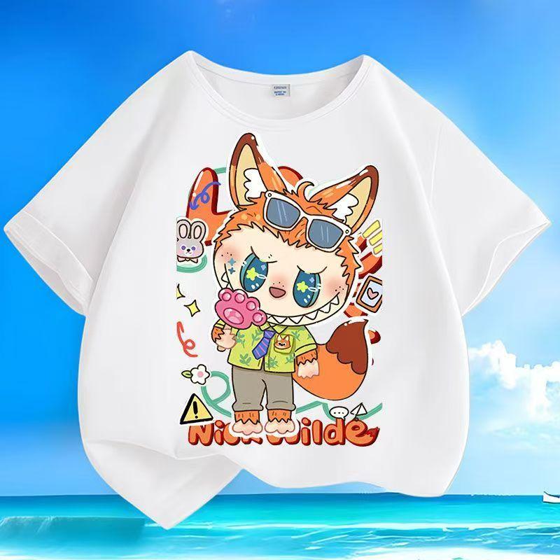 Vtipná 3D tištěná dětská trička Labubu Kawaii chlapecká dívčí top s krátkým rukávem Dětské trendy oblečení