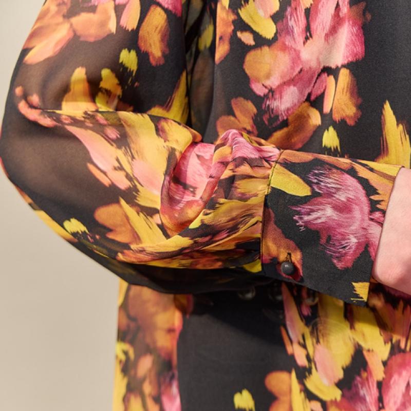 Maxza Art Flower Two Way Tie Sheer Blouse Zf05qb007nh