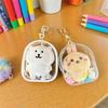 12cm PVC Transparent Storage Bag with Keychain Multicolor Cartoon Doll Display Box Dustproof Case Earphones Gift Organizer Bags