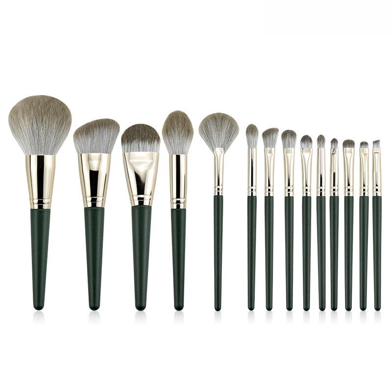 14-Piece Green Cloud Soft Makeup Brush Set