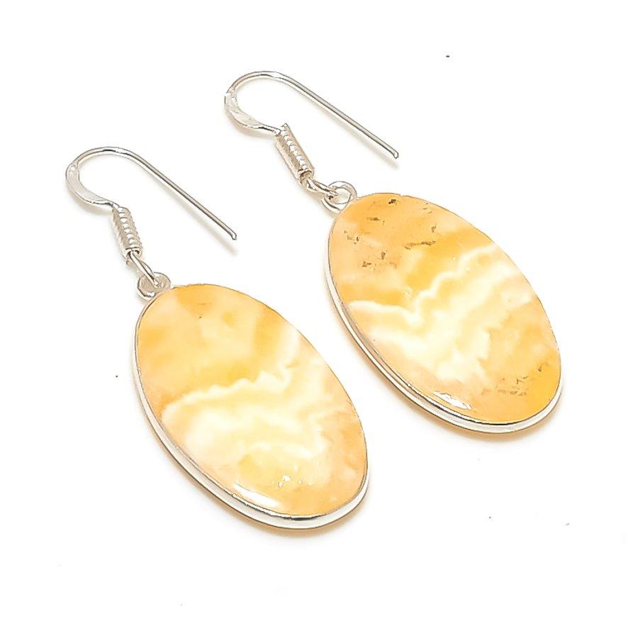 Natural Yellow Calcite Gemstone 925 Sterling Silver Jewelry Earring 1.89  AE-12073