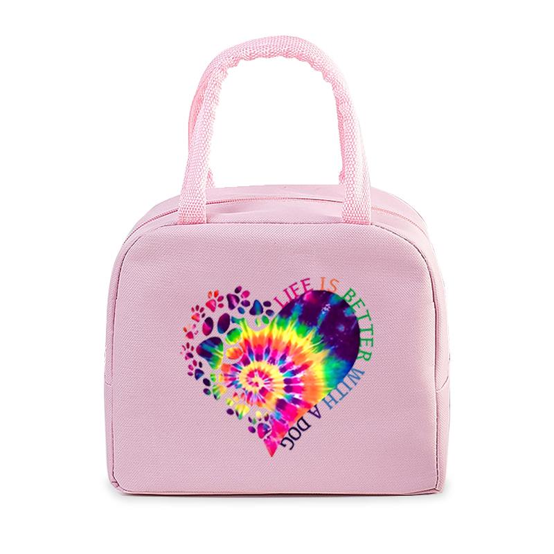 Portable Lunch Bags Dachshund Heartbeat Print Women Men Thermal Insulation Lunch Box Children School Lunch Bento Storage Handbag