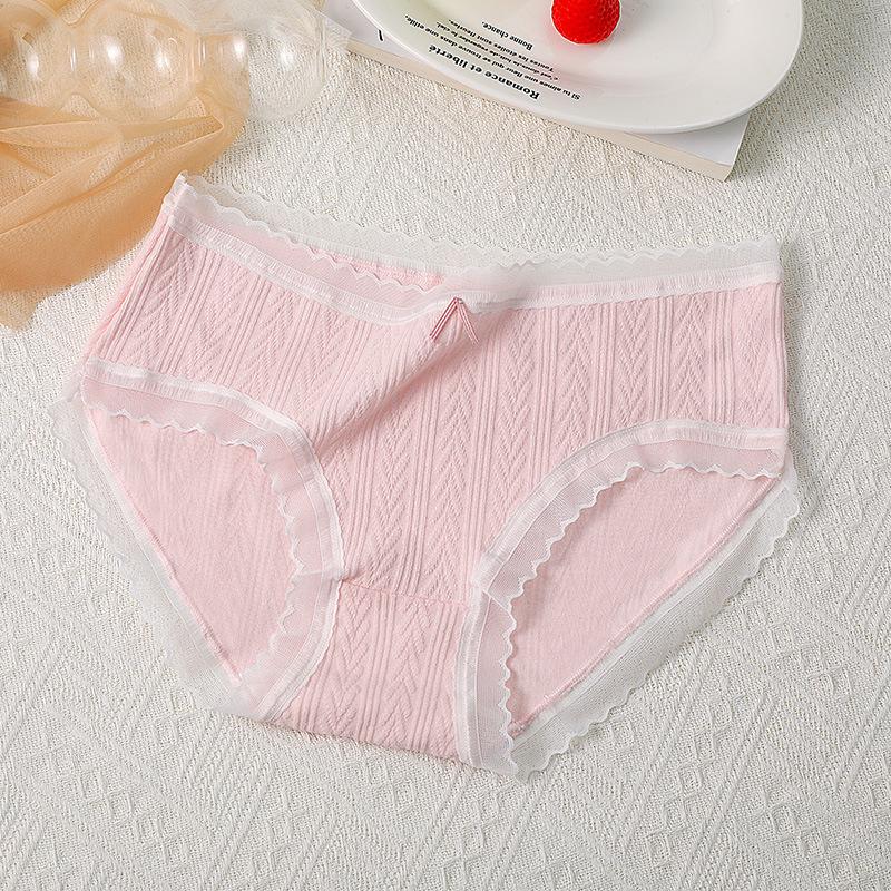 Antibacterial Pure Cotton Panties Jacquard Mid Waist Comfortable Triangle Women’s Panties