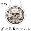 Transparent Stained Glass Halloween Acrylic Puzzle Decor, 2D Ghost Pumpkin Skeleton Hanging Sign, Faux Holiday Spooky Decorations for Party