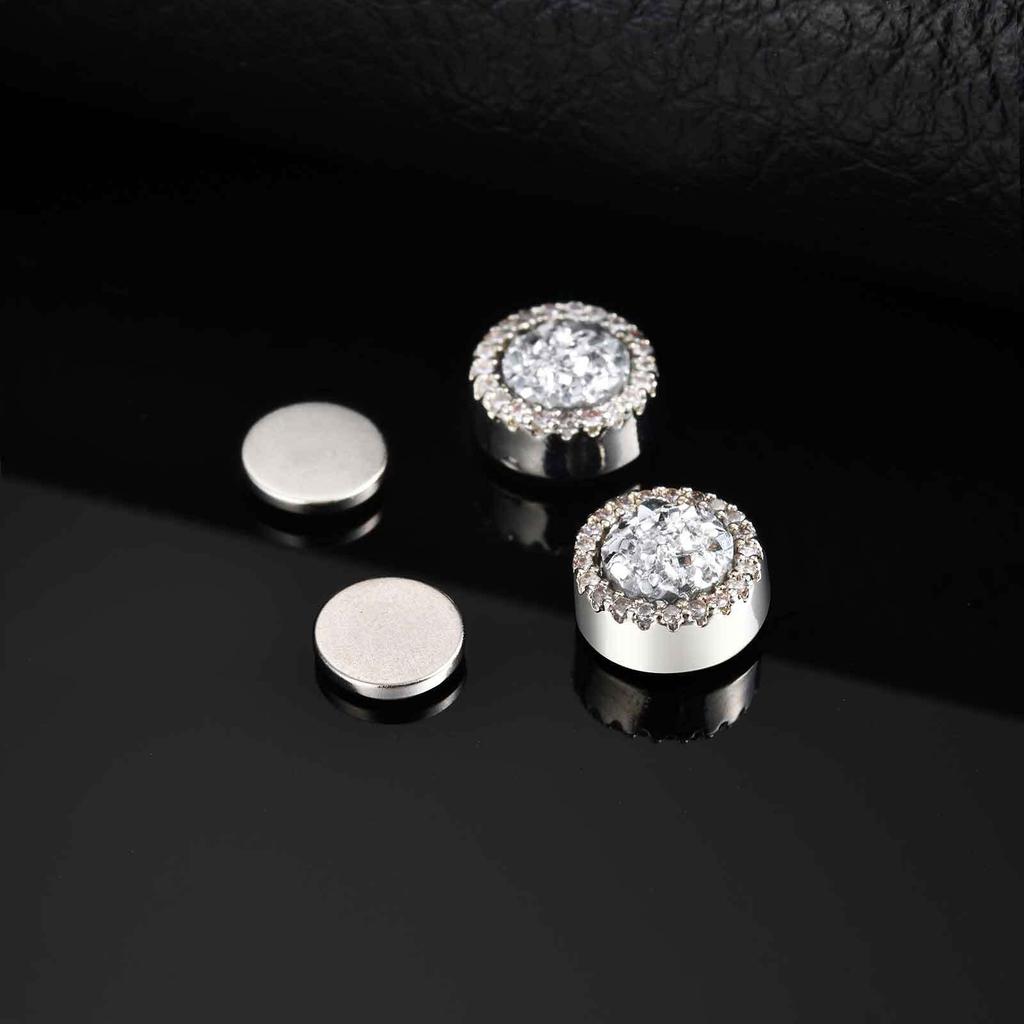 Vnox Magnetische Clip-Ohrringe für Damen Herren Ohne Piercing, 9 mm Breite Weiß Schwarz Blau Zirkonia Runder Kreis Stecker Ohrschmuck Geschenk