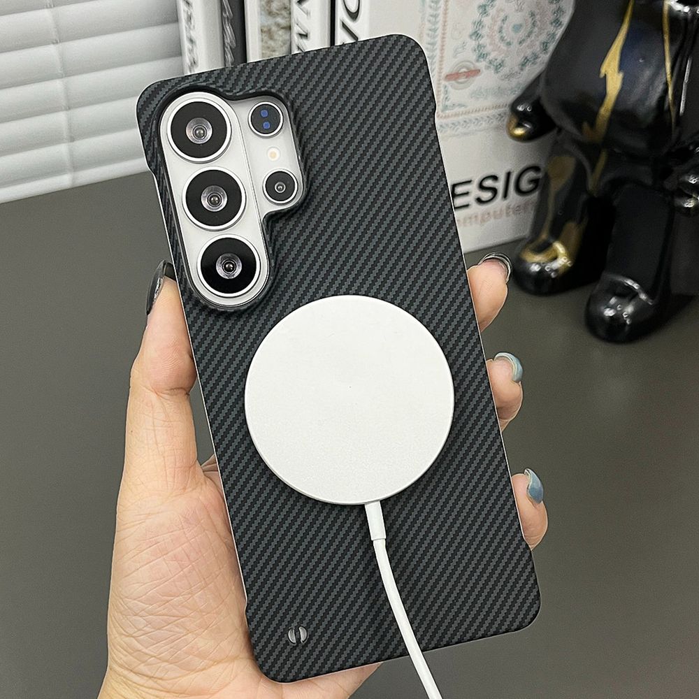 For Samsung Galaxy S26Ultra Luxury Carbon Fiber Broderless for Magsafe Case for Samsung Galaxy S26 S25 S24 S23 Ultra Plus Cover