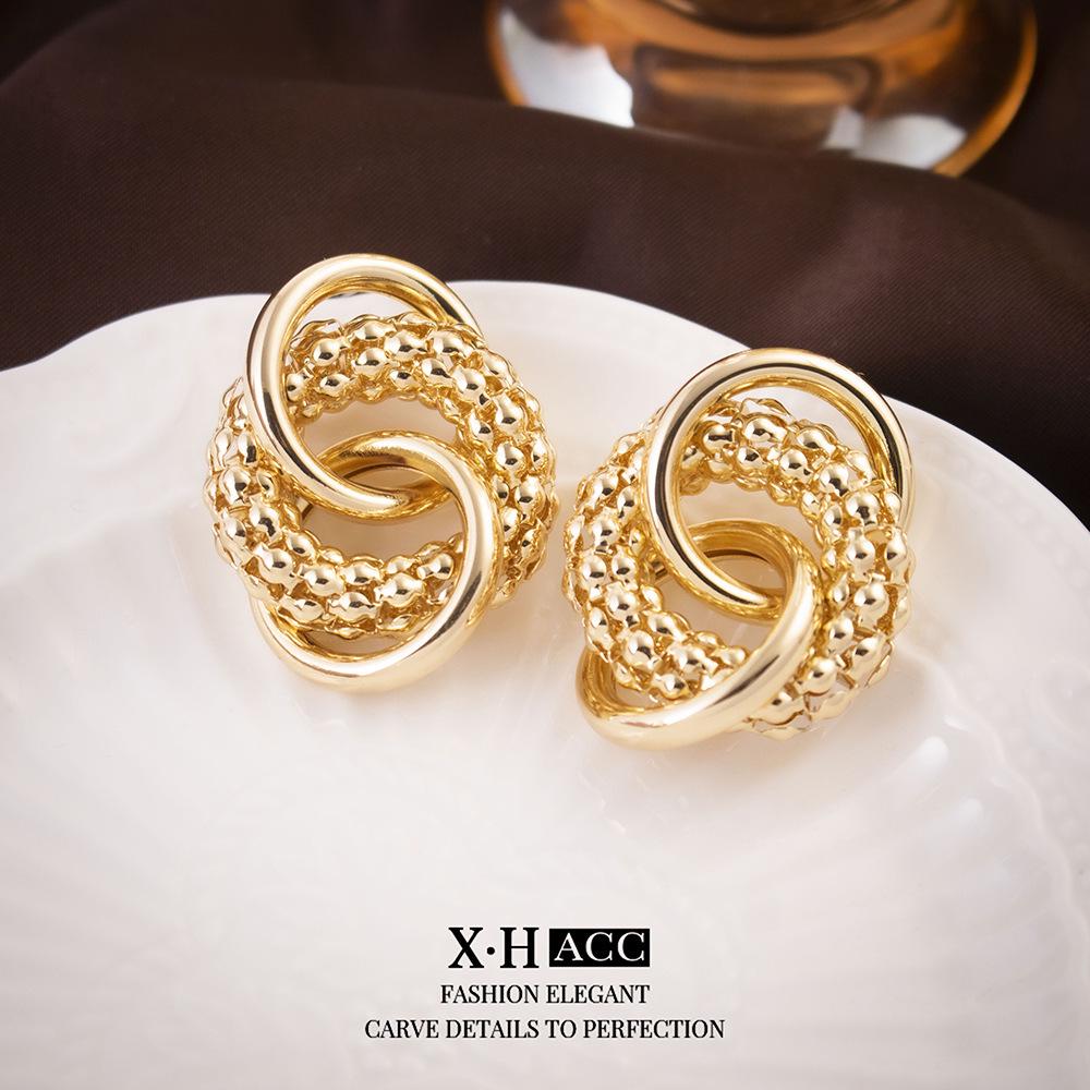 Винтажные французские квадратные серьги со стразами: Роскошный металлический дизайн для женщин