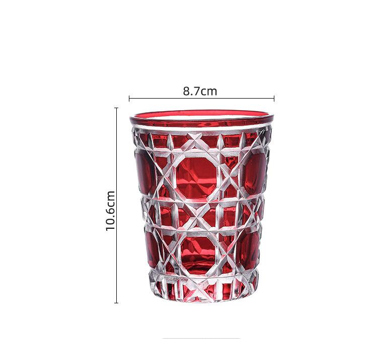 Handcarved Glass Crystal Cup Style Creative Engraved Chessboard Whiskey Glass Wine Glass 310ml Crystal