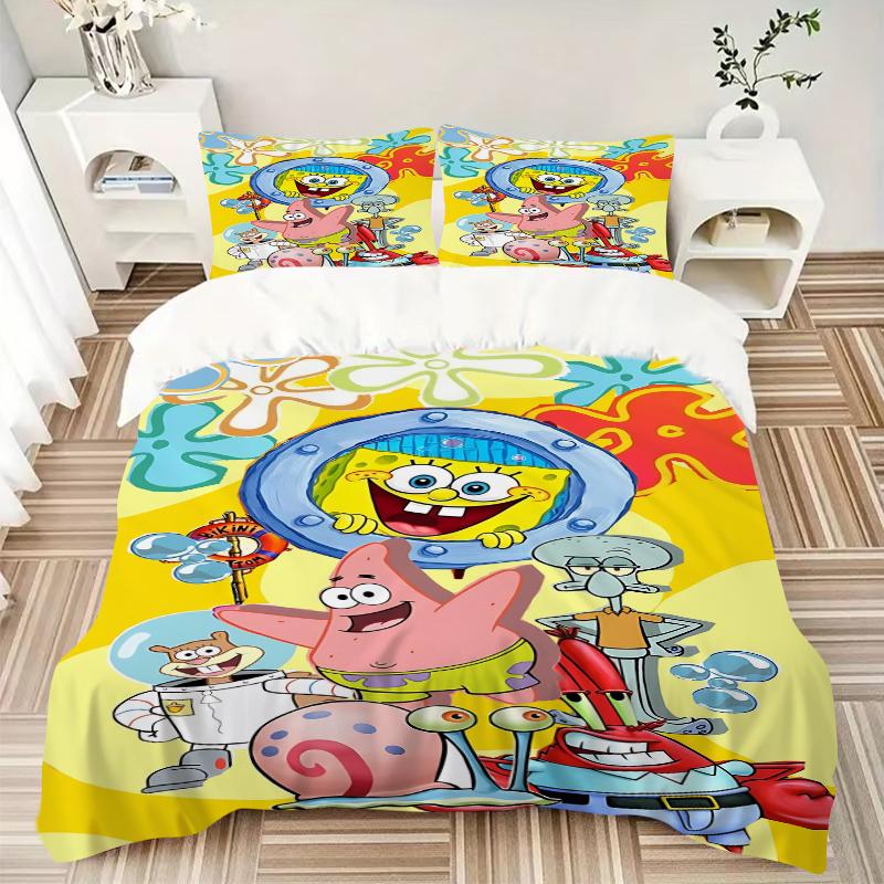 3Pcs Spongebob Friends Adventure Bedding Sets For All Sizes New 3D Printed Bed Cover Comforter Duvet Cover Pillowcase Bedroom Decoration