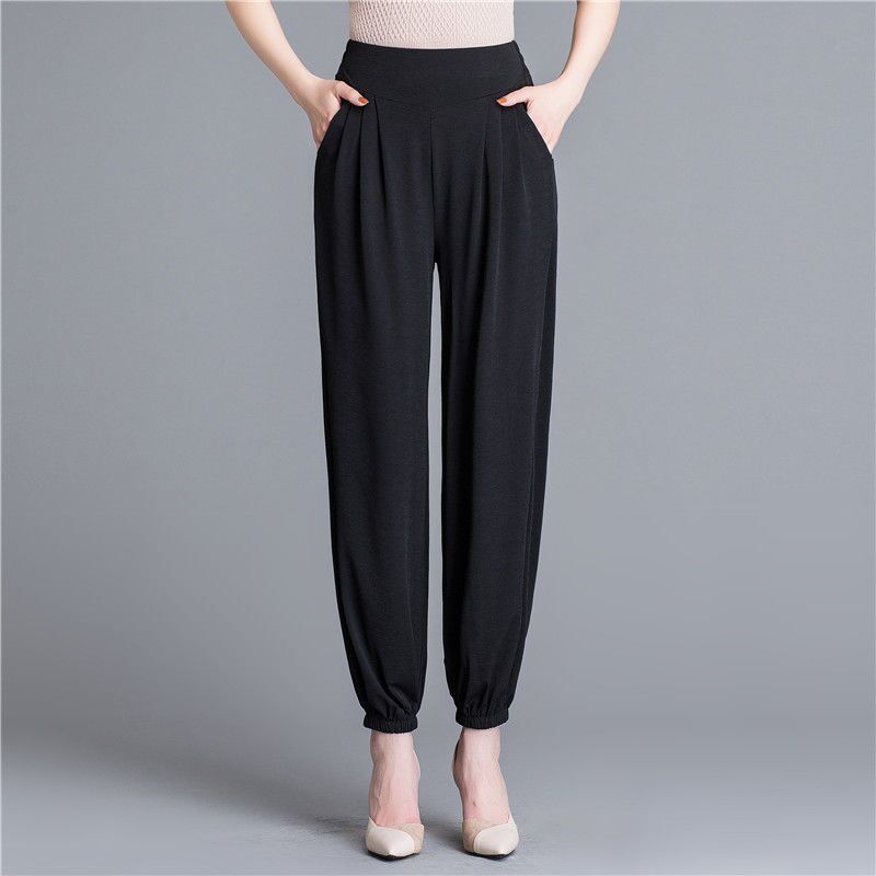 Damen Sommer dünne Eisseide Pumphose Plus Size Mutterhose Neunte Anti-Mücken Damenhose