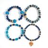 Bohemian Ethnic 4-Piece Bracelet Set: Multi-Layer Stackable with Peach Heart Tree Pendant & Acrylic Beads.