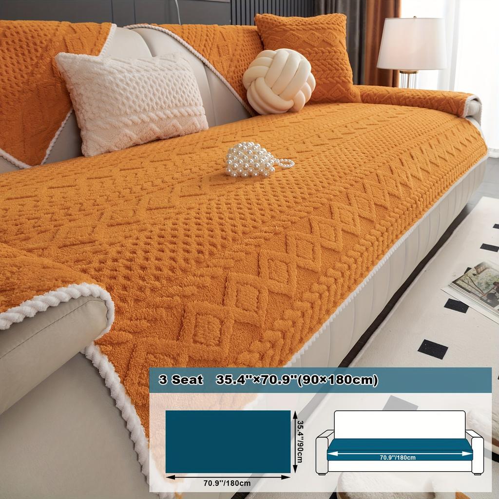 1PC Shu cotton velvet sofa cushion plush sofa cover cloth simple and fashionable four-season universal seat cushion non-slip cover towel cover cloth