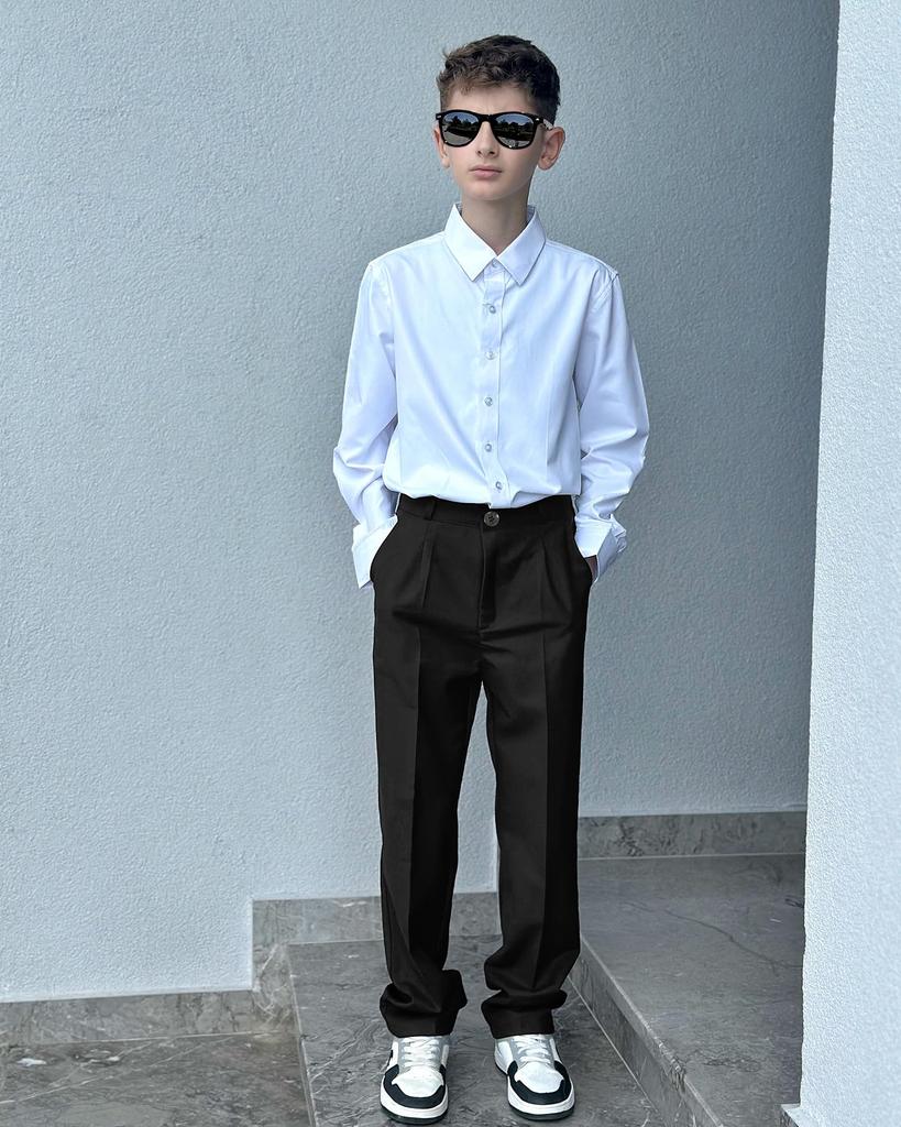 LOLANTA Boys' Formal Pants, Long Pants, Kids' School Pants, Solid Color, Perfect for Entrance Ceremonies, Graduations, Weddings, Recitals, Black, Size