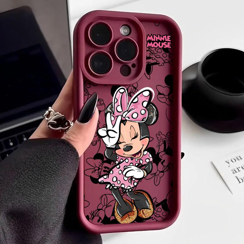Pink Minnie Mouse Phone Case For iPhone 17E 11 12 13 14 15 16 17 Pro Max Fundas 17 Air Plus 16e Mini Silicone Back Cover