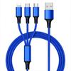 (blue) Fast Usb Charging Cable For Samsung Universal 3 In 1 Multi Function Cell Phone Cord Charger Cable Type C