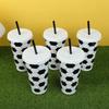 6 Pcs Set 24 OZ Soccer Cups Large Capacity Reusable Milk Tea Cup Stackable with Lid and Straw Straw Cup