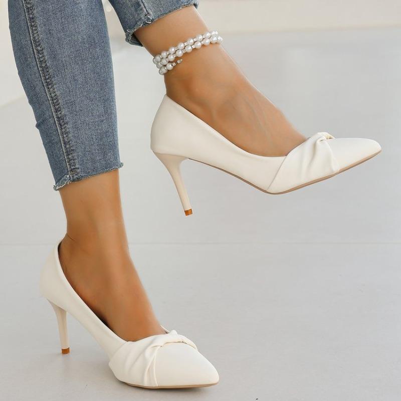2026 Women' Classics White  Pumps Fashion Pointed Toe Banquet Dress Shoes  Autumn Stiletto Heeled Pumps