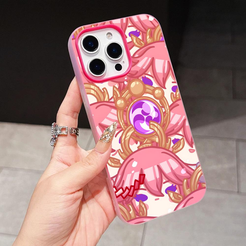Game GI Miko Jelly Double layer Rose Red Mobile Phone Case for iPhone 17 16 15 14 13 12 11 Air Pro Max Plus Protective