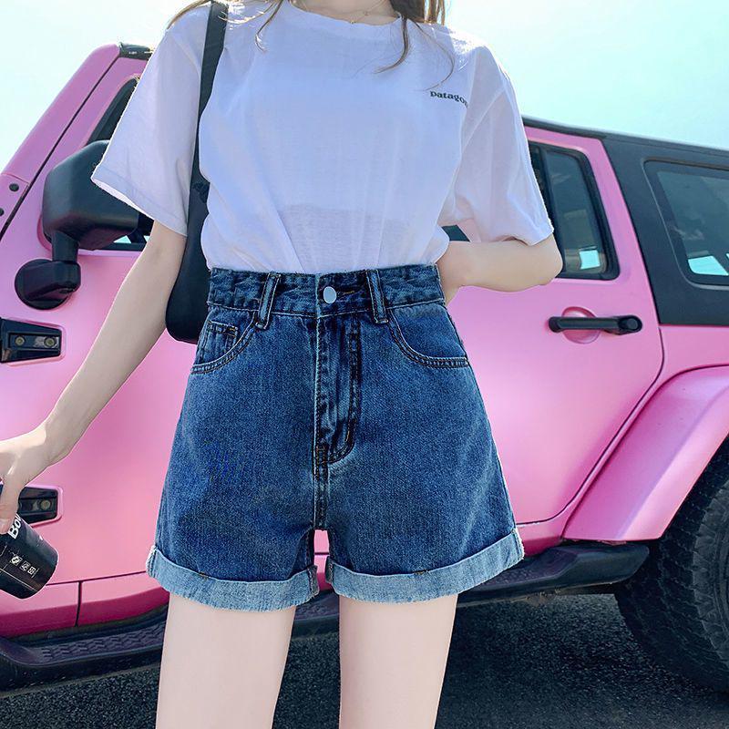 2026 Summer Women s High-Waisted Loose A-Line Denim Shorts - Petite, Wide-Leg, Hot Pants 2XL