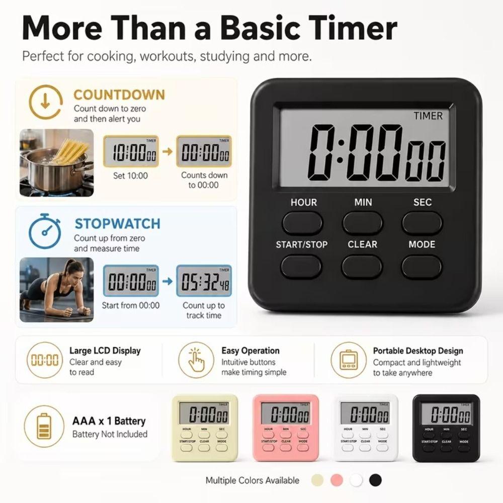 Large LCD Display Countdown Timer Dual-Mode Kitchen Timer Stand Digital Timer  Fitness
