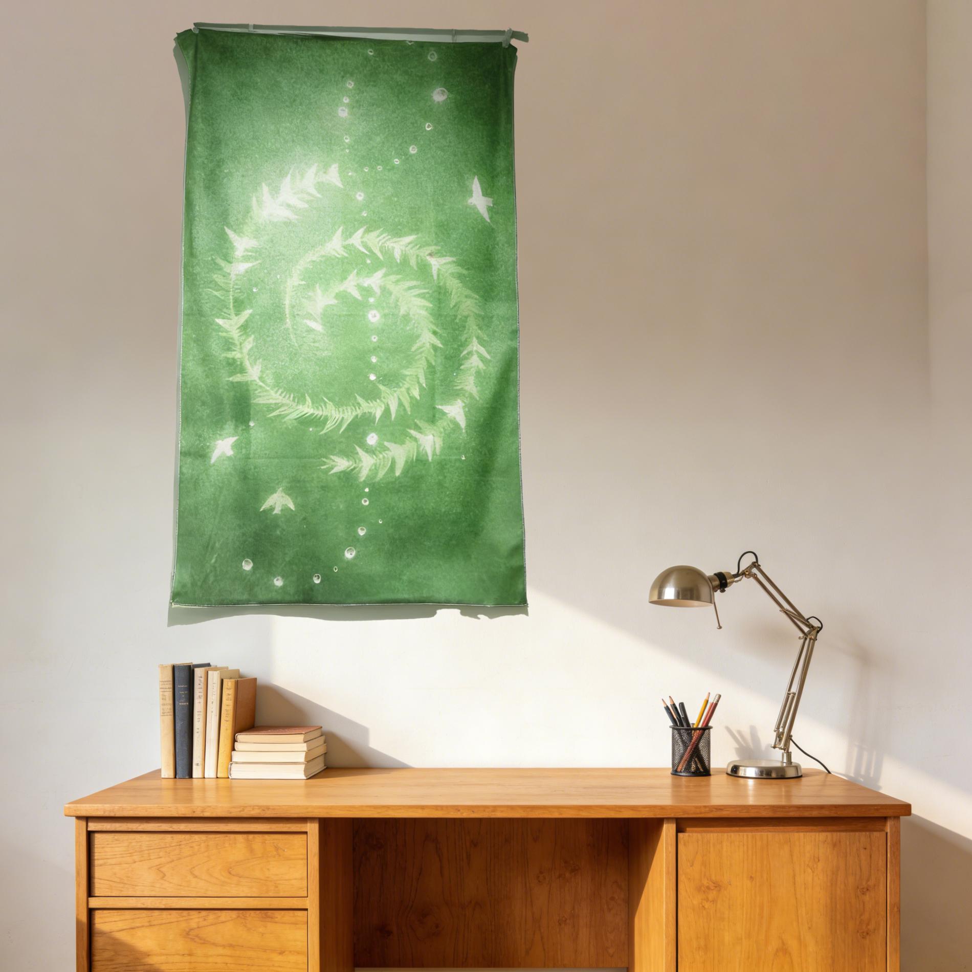 

2026 New Green Note Vintage Dreamy Green Tapestry Bohemian Wall Hanging Dorm Decor Cloth Aesthetic Wall Art Decoration 74x94cm(29x37in)