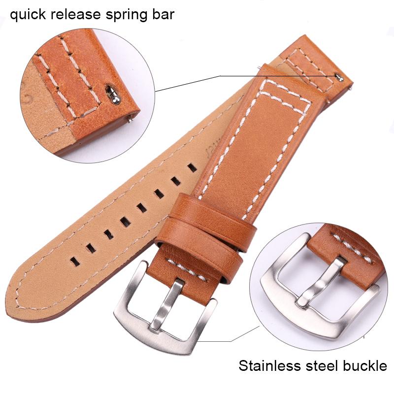 Watchband Genuine Leather Watch Band Strap Quick Release Vintage Watchband Metal Buckle Wristband Belt Accessories 18mm 20mm 22mm 24mm