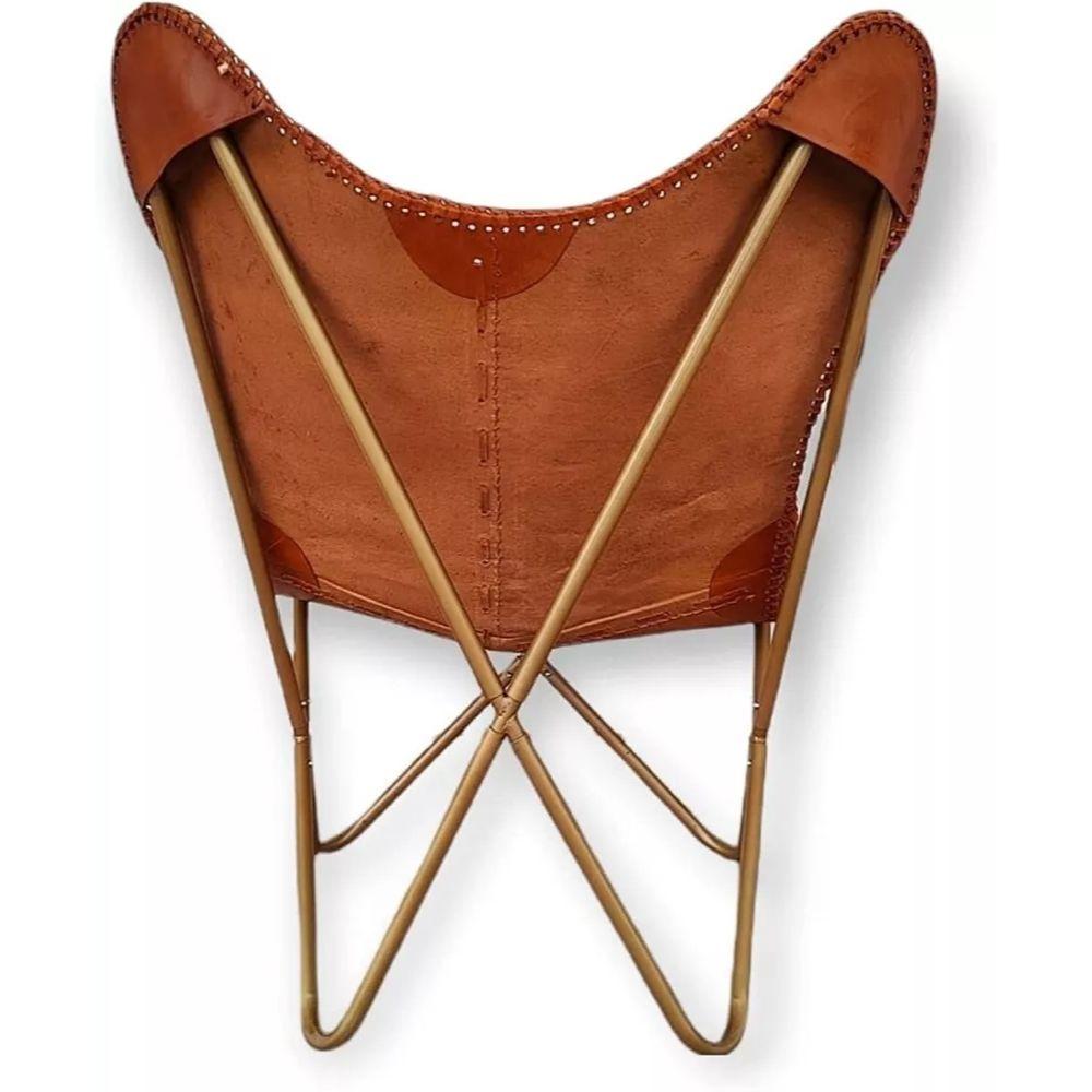 Vintage Antique Leather Lounge Accent Butterfly Relax Arm Lounge Chair Folding