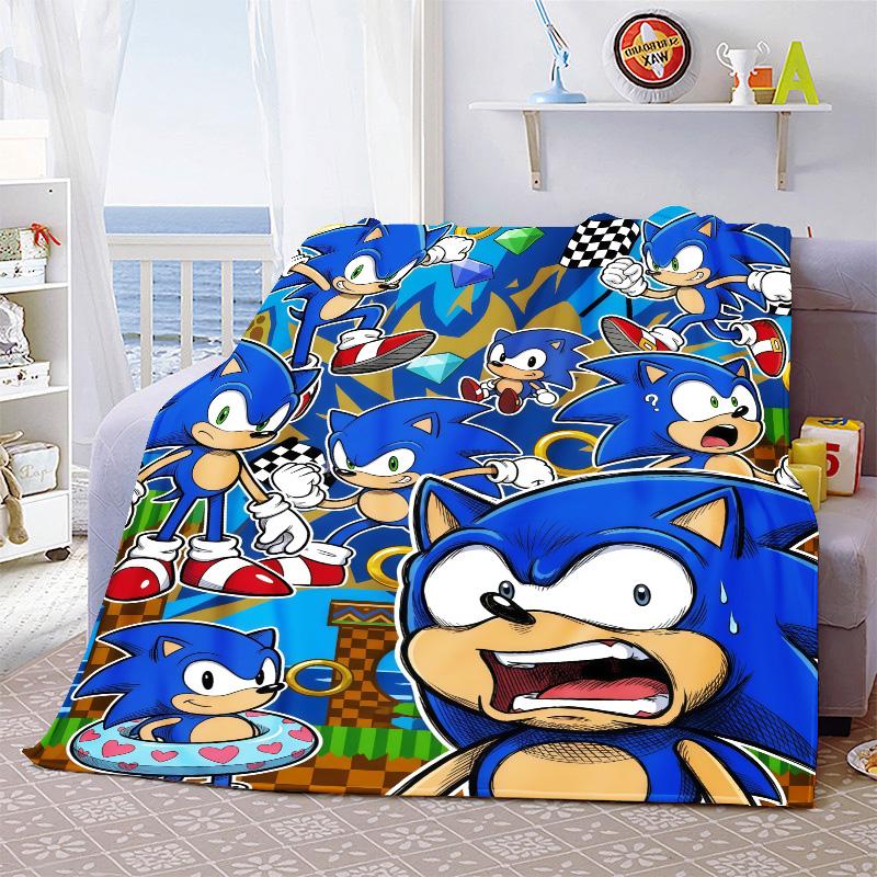 Sonic Cozy Throw Blanket Flannel Soft Warm Lightweight Blanket for Bed Sofa Home Decor -QJY