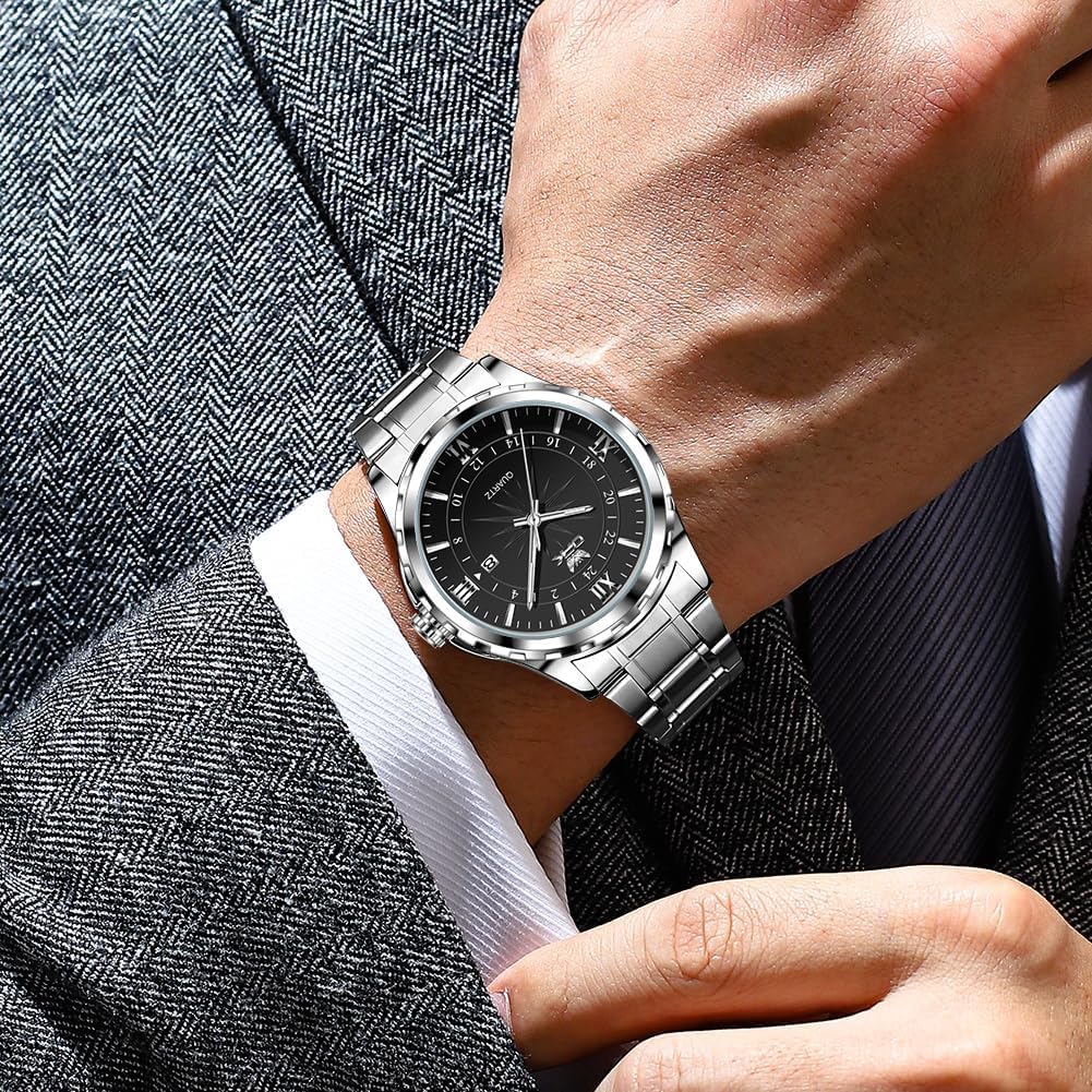 OPK Quartz Stainless Date Black Men's Watch, Stylish, Fashionable, Classic, Steel, Display, Waterproof, Luminous,