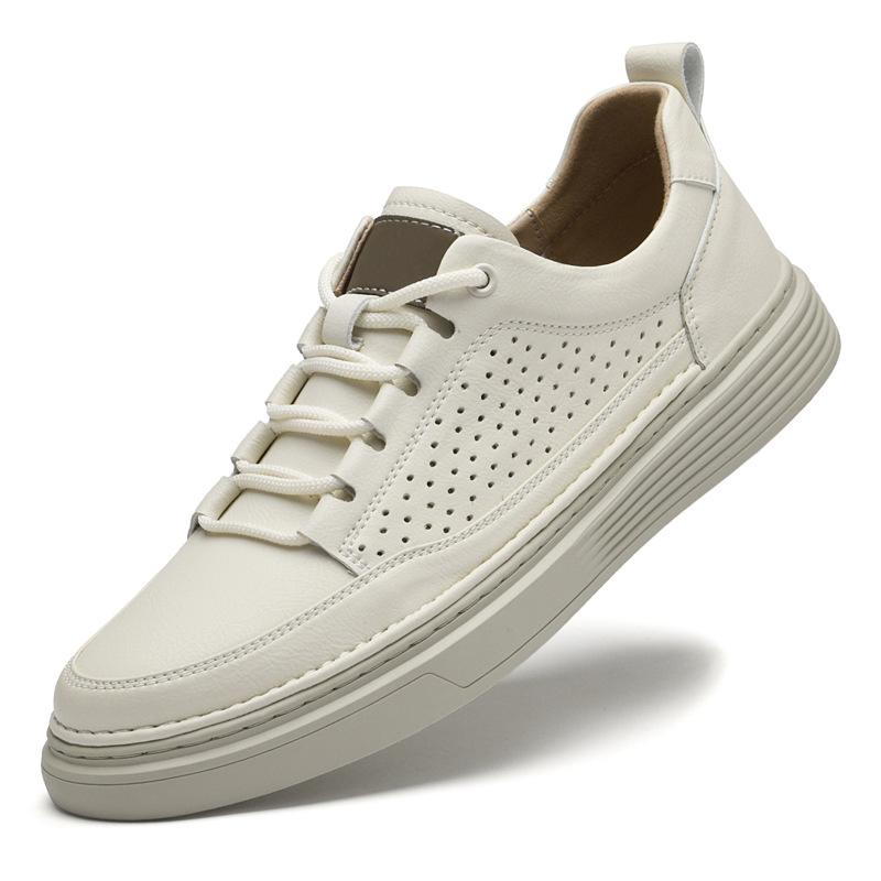 Men's shoes 2025 summer new youth leather waterproof little white board shoes British style Korean version platform casual shoes tide