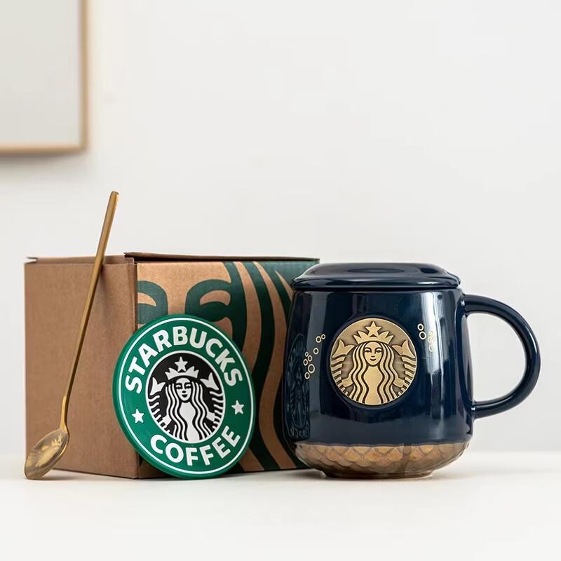 Classic Mermaid Bronze Lid Ceramic Mug