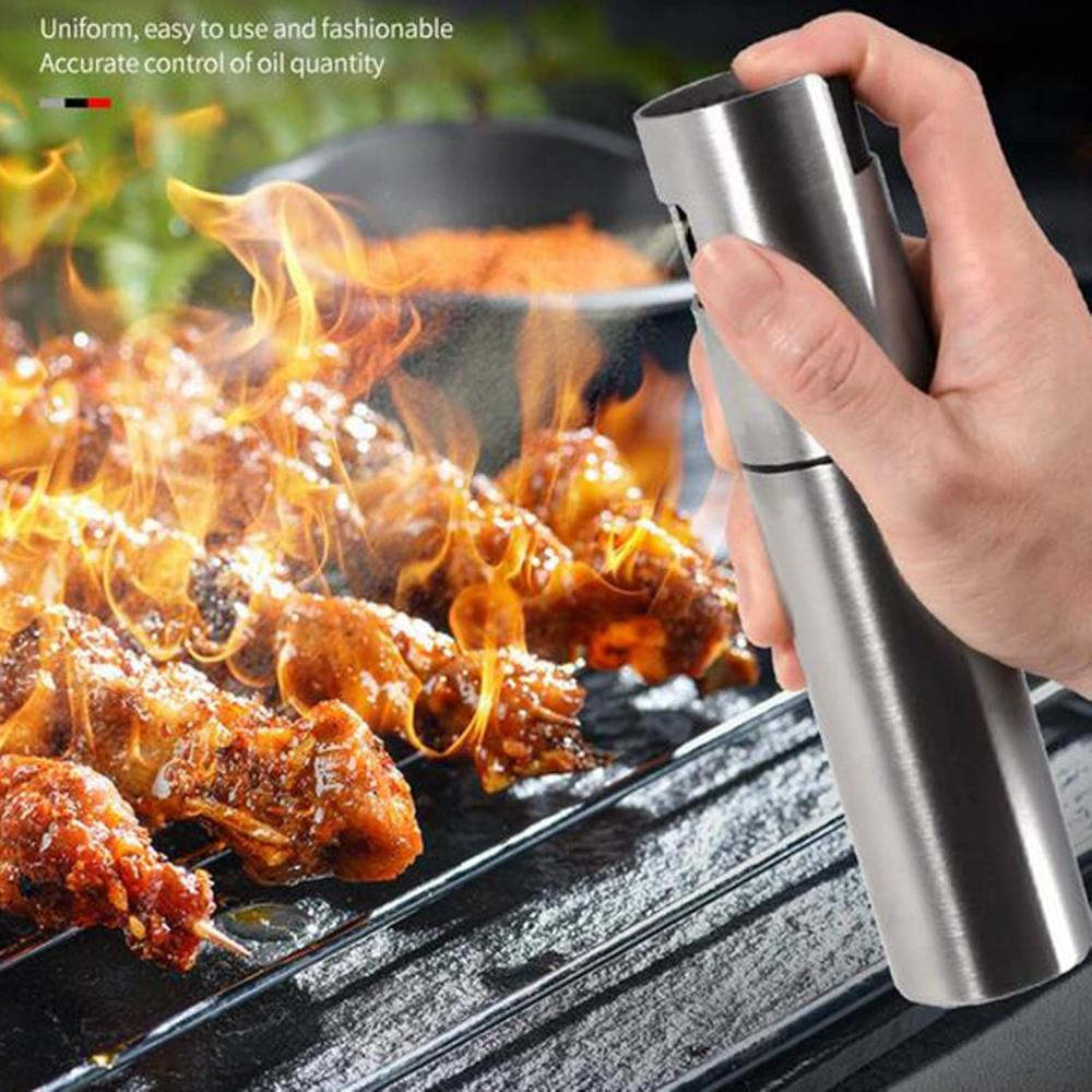 Portable 100ml Stainless Steel Cooking Olive Oil Sprayer, Kitchen Mini Oil Sprayer Small Tool, Vinegar Bottle Oil Sprayer for Ai
