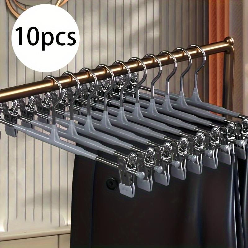 10pcs Adjustable Pants Hangers with Non-Slip Clips, Space-Saving Windproof Design for Towels, Socks, Underwear - Durable Metal Construction