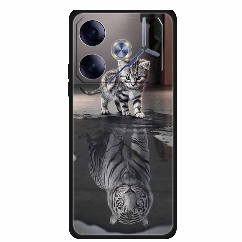 For Tecno Pova 6 Phone Case 6.78" Animal Black Silicone Soft Back Cover Cases For Tecno Pova 6 Case Pova6 Coque Funda Shockproof