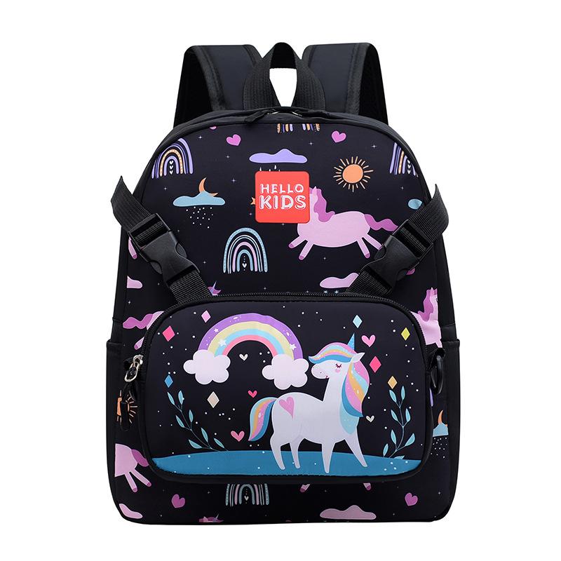 

New unicorn children s cute kindergarten students backpack boys and girls large capacity light truck through children s backpack чёрный