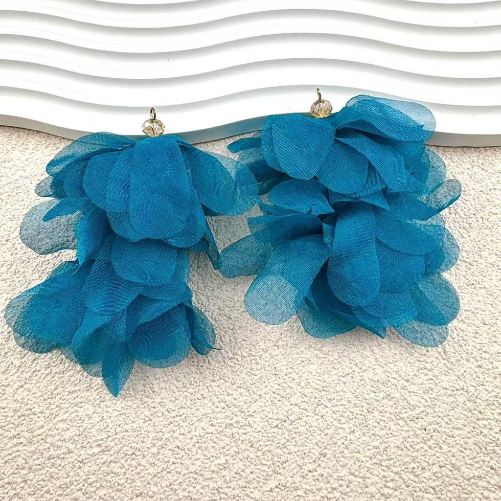 Korejské Všestranné Střapcové Látkové Síťované Květinové Sponky do Vlasů a Korálkové Náušnice DIY Materiály