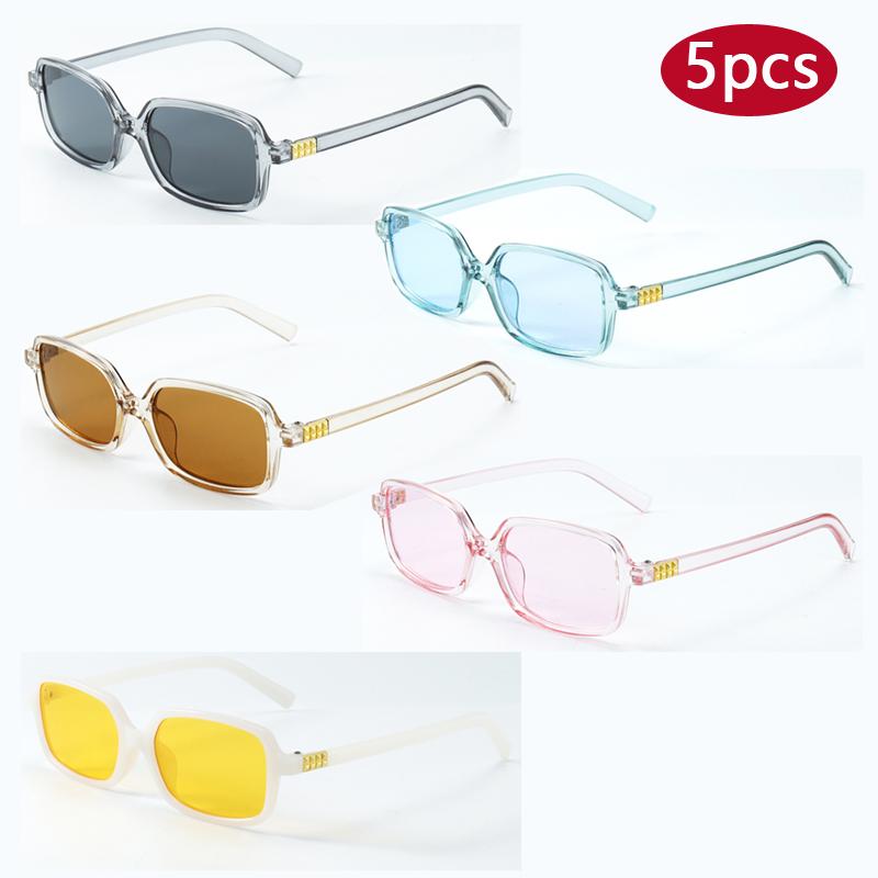 

5pcs New Small Frame Candy Color Sunglasses Fashion Women Brand Designer Rectangle Sun Glasses Female Simple Style Eyewear
