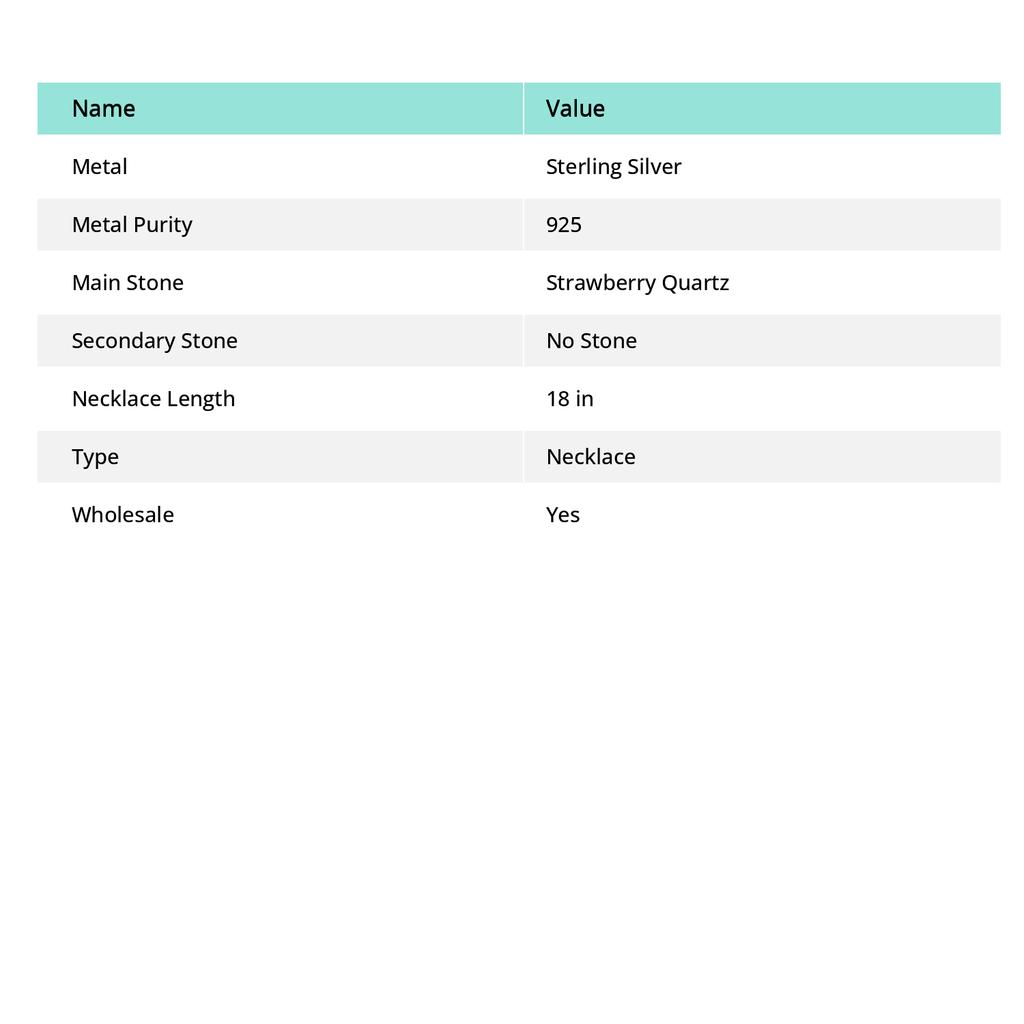 Strawberry Quartz Handmade Ethnic 925 Sterling Silver Jewelry Necklace 18" Z4r47