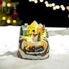 DIY Christmas Craft Accessories 2Pcs Train Music Box with Rotating Light, Snow Village Carousel Tree Ornaments Ornament, Battery/USB Powered Tabletop
