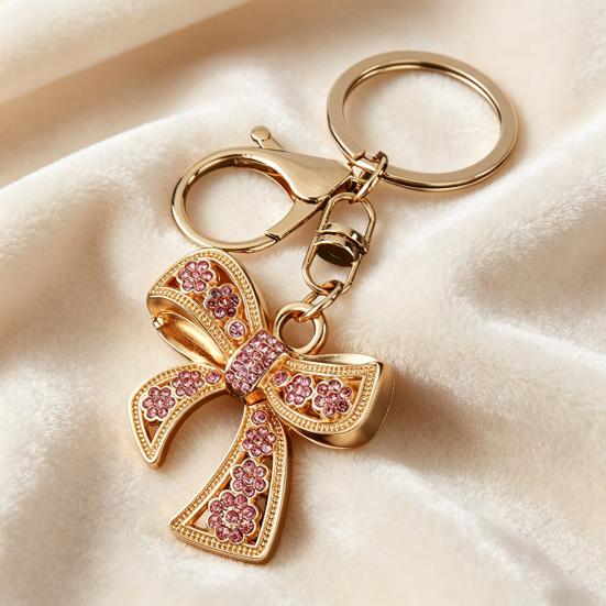 Rhinestone Bow Keychain with Rotating Lobster Clasp for Women Girls Sparkling Bow Keychain Bag Charm for Birthday Mother's Day