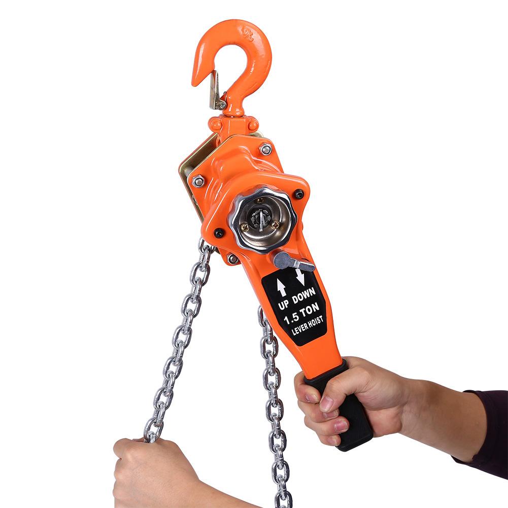 1 Set Alloy Steel 1.5Ton 10ft Lever Chain Hoist Ratchet Puller Lifting Equipment