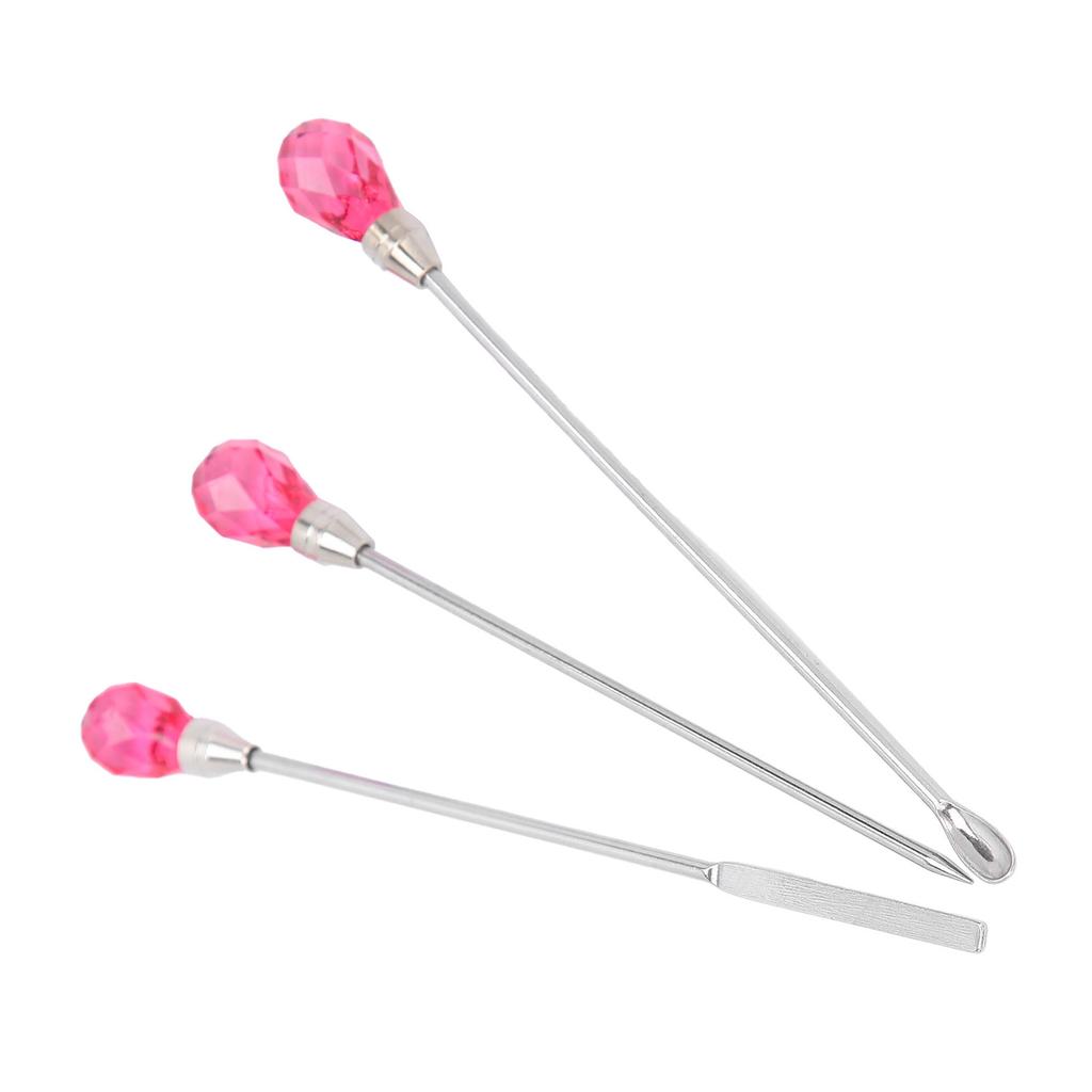 3Pcs Professional Nail Art Stirring Rod Spatula Set Stainless Steel Needle Stick Nail Tools