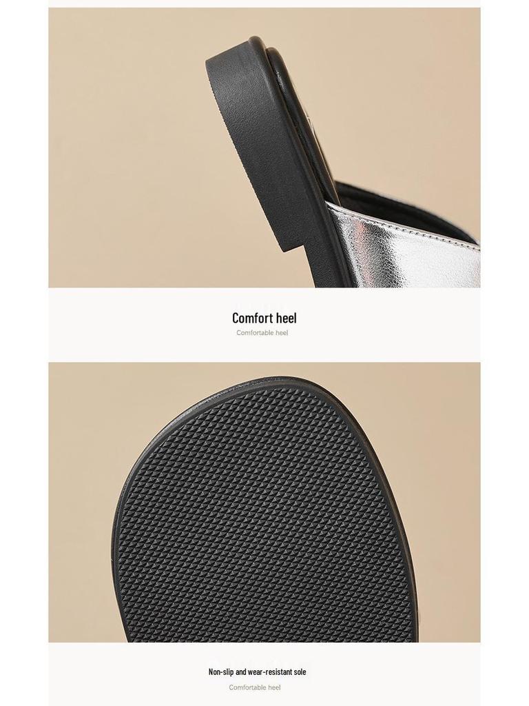 Weiwei 569-1 Damskie Srebrne Sandały Mule - Zakryte Palce, Koreański Styl Wróżki na Lato