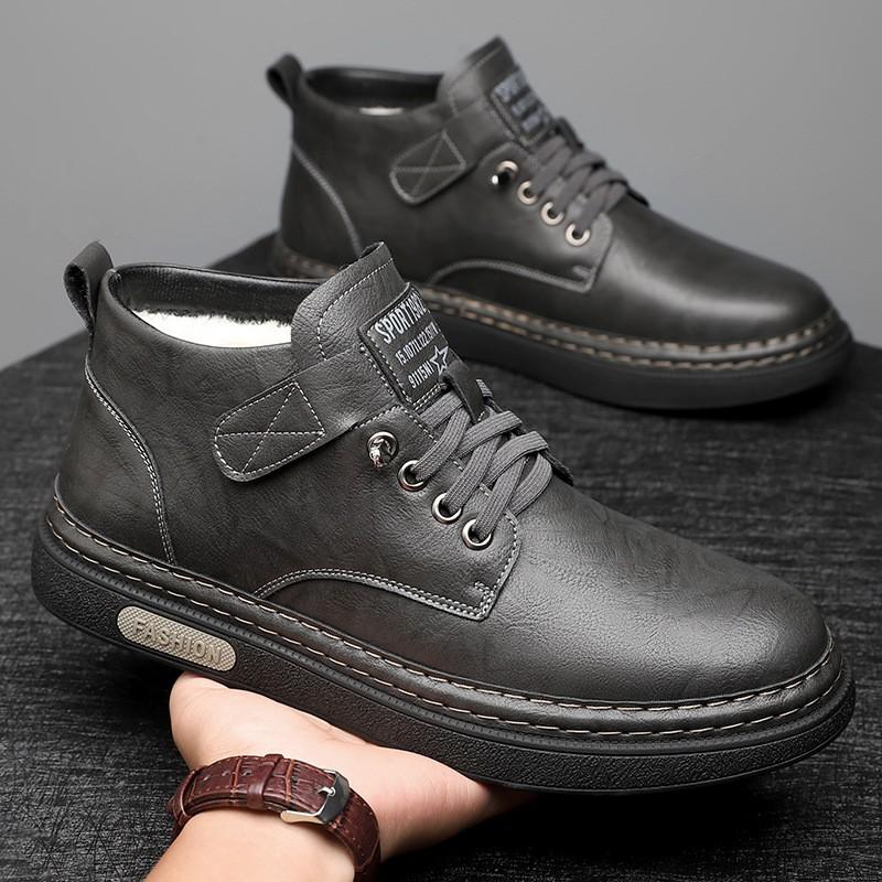 Mens Winter Warm Thickened Leather Martin Boots