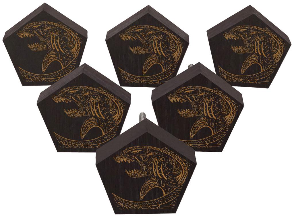 IBA Indianbeautifulart Braun Gravierte Knöpfe Holz Kleiderschrank Knöpfe Schrank Schubladengriff 10