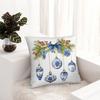 Blaues Chinoiserie Weihnachtskissenbezug Druck Polyester Kissenbezug Dekorative Wurfkissenhülle Bett Reißverschluss 40*40cm